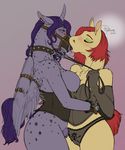  2017 absurd_res anthro bdsm blush bondage bound breasts camel_toe clothed clothing cock_gag collar corset duo ear_piercing edit equine fan_character female female/female gag harness hi_res holding_leash holding_object horn leash lingerie mammal my_little_pony panties paraphilily phathusa phathusa_(character) piercing underwear winged_unicorn wings 