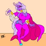  2017 anthro big_breasts bimbofication breasts cleavage clothed clothing collar equine eyeshadow fan_character female glowing horn legwear lipstick magic makeup mammal my_little_pony nipple_bulge pink_theme scarfyace_(artist) solo stockings unicorn 