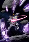  artificial_eye artist_request asteroid char's_counterattack charging_forward energy_sword fin_funnels funnels_(gundam) gundam holding holding_beam_saber holding_weapon humanoid_robot mecha mechanical_arms mechanical_eye mechanical_hands mechanical_legs mobile_suit night night_sky no_humans nu_gundam robot sky space star_(sky) sword third-party_source v-fin weapon 