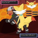 all_fours cum doggystyle english_text female fennekin feral feral_on_feral from_behind_position houndour male male/female nintendo orgasm pok&eacute;mon sex text video_games 