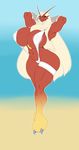  2017 abs anthro areola avian ber00 biceps big_breasts biped blaziken blue_eyes breasts clothing digital_media_(artwork) female hair huge_breasts long_hair looking_at_viewer male muscular muscular_female nintendo nipples pok&eacute;mon pussy simple_background smile solo standing thick_thighs video_games wide_hips 