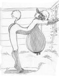  2017 anthro bent_over big_breasts breasts caprine female greyscale halter hanging_breasts huge_breasts inside looking_at_viewer mammal molly_macalister monochrome nipples nude raised_tail reins sheep side_view sketch solo tongue tongue_out wolfkidd 