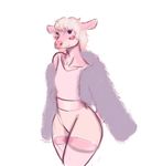  2017 absurd_res anthro cervine clothed clothing deer digital_media_(artwork) female fur hair hi_res looking_at_viewer mammal momoko_pinky pink_fur shuuyushuu simple_background solo white_background 