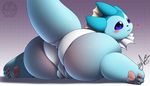  &lt;3 2017 3_toes big_butt blush butt clothing dotted_background eeveelution female frimbobbar huge_butt nintendo pattern_background pok&eacute;mon pussy simple_background smile solo spread_legs spreading toes vaporeon video_games 