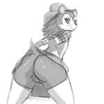  animal_crossing anthro big_butt blush butt clothing cosplay cowboy cowboy_hat female flat_chested greyscale hat hedgehog labelle_able legwear looking_back lumineko mammal monochrome nintendo nipples presenting presenting_hindquarters pussy smile solo stockings video_games 