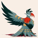  animal_focus beak bird black_sclera closed_mouth colored_sclera highres jcstr mega_pokemon mega_staraptor no_humans pokemon pokemon_(creature) pokemon_focus red_eyes simple_background staraptor talons wings 