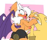  2017 anthro bat big_breasts bigdad blush breasts bulge canine clothed clothing duo female fox huge_breasts male male/female mammal miles_prower mobian_(species) nipples rouge_the_bat sonic_(series) wings 