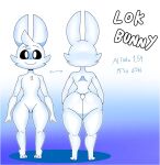  anthro butt hi_res lagomorph leporid lok_bunny lokbunny17 male mammal model_sheet pupils rabbit scut_tail short_tail smile solo tail text white_body white_pupils 