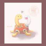  absurdres annoyed black_eyes closed_eyes closed_mouth fuju1012 full_body highres no_humans pink_nose pokemon pokemon_(creature) pokemon_focus shell shuckle simple_background squiggle wiglett 