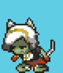  animated blood blood_on_clothing blood_on_hand bodily_fluids clothed clothing disembodied_penis female genitals humanoid humanoid_pointy_ears kneeling kneeling_on_ground kneeling_position low_res male partially_clothed penetration penis pointy_ears simple_background solo sonofan tail undead zombie 