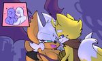 2017 anthro bat big_breasts bigdad blush breasts canine clothed clothing duo female fox huge_breasts male male/female mammal miles_prower mobian_(species) rouge_the_bat smile sonic_(series) 