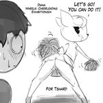  animal_crossing anthro blush breasts butt cervine cheerleader deer dialogue diana_(animal_crossing) english_text female human lumineko male mammal nintendo no_underwear pom_poms pussy sweat text video_games villager_(animal_crossing) 