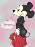  bulge butt clothed clothing dialogue disney english_text gloves grandschemetheme looking_at_viewer male mammal mickey_mouse mouse pants partially_clothed rodent solo text undressing 