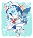  artist_request blue_eyes cat cat_busters furry one_eye_closed smile 
