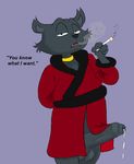  anthro balls black_fur cat cigarette clothed clothing collar dripping erection feline fur grandschemetheme half-closed_eyes long_foreskin low_res male mammal partially_clothed penis precum presenting robe sabrina:_the_animated_series sabrina_the_teenage_witch salem_saberhagen smoking solo uncut 