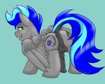  anus biting_lip blue_hair blue_tail cutie_mark equine fan_character fur green_eyes grey_fur hair headphones horse jen-neigh male mammal multicolored_hair my_little_pony pegasus pony presenting raised_tail solo two_tone_hair wings 