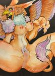  anthro anus avian beak black_background blue_sclera blush breasts brown_feathers censored feathers female gryphon mangus0723 nipples open_mouth princess_crown pussy simple_background solo spread_legs spreading tongue wide_hips wings yellow_eyes 