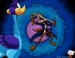2010 3_toes 4_fingers abstract_background action_pose anthro artist_name athletic athletic_anthro athletic_male avian beak belly biped bird black_clothing black_eyes black_fedora black_jacket black_nose black_topwear black_trenchcoat blue_body blue_feathers bottomless bottomless_anthro bottomless_male brown_body brown_fur calf_tuft canid canine canis chest_tuft clothed clothing coat colored countershading coyote cuculiform dated digital_drawing_(artwork) digital_media_(artwork) duo dynamite explosives eyebrows feathered_wings feathers feet fingers fluffy fluffy_chest fluffy_tail fur glaring glaring_at_another greater_roadrunner head_feathers head_tuft holding_dynamite holding_slingshot jacket james_bond_(series) knee_tuft leg_tuft looking_at_another looney_tunes male mammal multicolored_body multicolored_feathers multicolored_fur new_world_ground_cuckoo open_clothing open_jacket open_topwear open_trenchcoat parody paws pecs pinup plantigrade pose puffed_out_chest purple_body purple_feathers raised_tail ranged_weapon road_runner_(looney_tunes) roadrunner shaded sizzling sketch skinny skinny_anthro skinny_male slim slim_anthro slim_male slingshot smile smiling_at_another standing stevethedragon tail tan_belly tan_body tan_eyebrows tan_fur text tnt toe_tuft toes topwear trenchcoat tuft two_tone_body two_tone_feathers two_tone_fur warner_brothers weapon white_sclera wile_e._coyote wings yellow_beak yellow_sclera