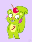 2019 achromasloth anthro apple black_eyes buckteeth candy candy_cane dessert digital_media_(artwork) food fruit fur green_body green_ears green_eyes green_fur green_tail happy_tree_friends heterochromia hi_res lazy_eye lollipop male mammal multicolored_body multicolored_fur nutty_(htf) pink_nose plant rodent sciurid smile solo squirrel_tail standing tail teeth tree_squirrel two_tone_body two_tone_fur