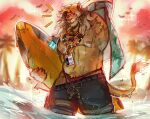  anthro biped epic_games ezi_zeke felid fortnite fur hi_res holding_object holding_surfboard kingston_(fortnite) lion male mammal nipples pantherine partially_submerged solo surfboard tail tail_tuft tan_body tan_fur tuft water 