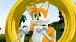 2025 3d_(artwork) absurd_res anthro blue_eyes canid canine clothing digital_media_(artwork) double_v_sign fox fur gesture gloves green_hill_zone hand_gesture handwear hi_res male mammal miles_prower multicolored_body multicolored_fur outside sega smile solo sonic_the_hedgehog_(series) twintails3d two_tone_body two_tone_fur v_sign white_body white_fur yellow_body yellow_fur