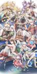  2018 5boys 5girls animal_ears arch_bishop_(ragnarok_online) armor blonde_hair blue_capelet blue_dress breastplate brown_dress brown_eyes brown_hair brown_hat brown_pants brown_shoes buttons camouflage camouflage_pants cape capelet cat_boy cat_ears cat_girl chainmail cigarette cleavage_cutout clothing_cutout coat commentary_request cross dress feathered_wings fingerless_gloves fishnet_thighhighs fishnets flower gauntlets gloves green_eyes green_pants green_scarf green_shirt grey_hair hair_flower hair_ornament hair_over_one_eye hat highres juliet_sleeves long_hair long_sleeves multiple_boys multiple_girls one_eye_closed pants pauldrons philippa pink_dress puffy_sleeves purple_eyes purple_hair ragnarok_online ranger_(ragnarok_online) rebellion_(ragnarok_online) red_cape red_coat red_tabard rune_knight_(ragnarok_online) sash scarf shirt shoes shoulder_armor sleeveless sleeveless_shirt smoking spiked_pauldrons spikes summoner_(ragnarok_online) sunglasses sura_(ragnarok_online) tabard thighhighs topless_male two-tone_dress white_dress white_pants white_thighhighs white_wings wings wolf_hat yellow_sash yellow_wings 