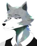 absurd_res anthro beastars canid canine canis clip_studio_paint_(artwork) clothing digital_media_(artwork) enoxarts front_view fur grey_body grey_fur hi_res legoshi_(beastars) male mammal portrait school_uniform solo uniform wolf