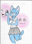  2017 barefoot bedroom_eyes blush book breasts cartoon_network cat clothing egg feline female half-closed_eyes mammal nicole_watterson one_eye_closed postdisease seductive simple_background skirt the_amazing_world_of_gumball wave wink 