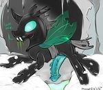  2016 animal_genitalia blue_eyes blue_penis blush changeling erection feral friendship_is_magic insect_wings male my_little_pony penis ray-pemmburge solo thorax_(mlp) wings 