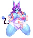  2017 anthro areola azumarill balls big_breasts black_sclera blue_eyes breasts disembodied_penis double_handjob fellatio female hair handjob humanoid_penis inverted_nipples male male/female matospectoru nintendo nipples one_eye_closed oral penis pok&eacute;mon purple_hair pussy sex simple_background solo_focus thick_thighs video_games white_background 