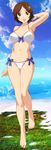  beach brown_hair girl ribbons sawabe_tsubaki shigatsu_wa_kimi_no_uso short_hair white_bikini 