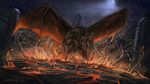  anthro detailed_background dragon featureless_crotch fire horn lava male membranous_wings night nude open_mouth outside solo teeth themefinland wings 