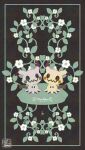  alternate_color character_name flower highres leaf looking_at_viewer meme_(sleepsheep) mimikyu no_humans pokemon pokemon_(creature) pokemon_focus shiny_and_normal shiny_pokemon solid_oval_eyes 
