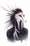  anthro black_hair canine feathers hair male mammal nipples nukerooster portrait simple_background solo white_background white_feathers white_nose 