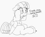  2017 black_and_white english_text equine female feral friendship_is_magic hair horn mammal monochrome my_little_pony open_mouth pabbley salivating simple_background solo text twilight_sparkle_(mlp) white_background winged_unicorn wings 