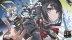  1boy 3girls animal_ears arknights arknights:_endfield bird_girl black_hair black_pants black_pantyhose blue_coat boots chen_qianyu_(arknights) coat dragon_girl dragon_horns dragon_tail endministrator_(arknights) female_endministrator_(arknights) hashtag-only_commentary head_wings high_heel_boots high_heels highres horns kieed long_hair multiple_girls open_clothes open_coat pants pantyhose perlica_(arknights) red_coat short_hair tail white_coat wings wolf_boy wolf_ears wulfgard_(arknights) 