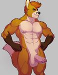  2017 abs anthro balls biceps big_tail biped black_nose blue_eyes brown_fur brown_markings canine countershade_face countershade_torso countershading digital_media_(artwork) dipstick_tail erection eyebrows facial_markings fox front_view fur gloves_(marking) grey_background hair hands_on_hips hi_res humanoid_penis knuxlight male mammal markings multicolored_fur multicolored_tail muscular muscular_male nipples nude orange_hair pecs penis pepsi_(fa) phillip_locker pink_nipples pink_penis portrait quads short_hair simple_background smile snout solo standing teeth three-quarter_portrait two_tone_tail uncut white_balls white_countershading white_fur white_tail yellow_fur yellow_tail 