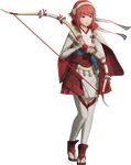  3d armor bow bow_(weapon) breasts bridal_gauntlets cape capelet fire_emblem fire_emblem_if fire_emblem_musou full_body game_model hairband highres holding holding_bow_(weapon) holding_weapon japanese_clothes lips looking_away medium_breasts official_art pink_hair red_eyes sakura_(fire_emblem_if) short_hair skirt solo standing thighhighs transparent_background weapon white_legwear 