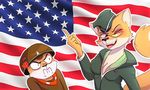  angry anthro canine clothing edit eyewear fox geumsaegi glasses looking_aside lt._fox_vixen mammal military_uniform pointing_up rodent sek_studios squirrel squirrel_and_hedgehog stars_and_stripes tongue uniform united_states_of_america 