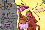  all_the_way_through anthro blush blushing_profusely bovid bovine cattle duo ear_penetration ear_threading female female_(lore) genital_growth giraffe giraffid growth gynomorph hi_res horn intelligence_loss intersex inverted_nipples ishitmypants leg_scar mammal moloki_(ishitmypants) neck_scar nipples penetration penis_growth scar shaded sketch teats thigh_scar udders zira_(ishitmypants) 
