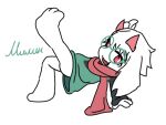 anthro barefoot butt clothing deltarune eyewear feet floppy_ears fur glasses humanoid male milinkapro paws raised_leg ralsei robe scarf solo undertale_(series) white_body white_fur