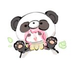  animal_costume animal_ears bamboo brown_eyes chinese_commentary commentary_request cosplay fake_animal_ears fengmi_youzi_hua happy highres infinity_nikki kigurumi leaf neck_ribbon nikki_(nikki) nikki_(series) open_mouth panda_costume paw_pose pink_hair ribbon short_hair_with_long_locks sidelocks simple_background smile solid_oval_eyes teeth upper_teeth_only white_background 