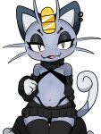 2025 3:4 absurd_res alolan_form alolan_meowth alpha_channel anthro barbell_piercing biped black_clothing black_eyes black_eyeshadow blush bottomwear clothing digital_media_(artwork) ear_piercing eyebrow_piercing eyelashes eyeshadow facial_piercing felid female freckled_face freckles fur generation_7_pokemon glistening_eyelids grey_body grey_fur hi_res legwear long_eyelashes makeup mammal navel navel_piercing neeko_(yttriumi2f) nintendo open_mouth paws piercing pokemon pokemon_(species) regional_form_(pokemon) simple_background skirt smile solo stockings tail teeth thigh_highs tongue transparent_background ventral_groove yttriumi2f