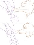  2017 anthro canine cheek_kiss clothed clothing comic disney duo female fox judy_hopps kissing lagomorph male mammal necktie nick_wilde rabbit simple_background tggeko white_background zootopia 