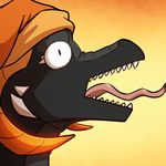  animated black_scales dragon female hat headshot horn madam_reni_(twokinds) orange_eyes roaring scales solo tom_fischbach tongue twokinds vibrating 