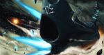  absurdres cannon chain commentary_request highres mast no_humans rx782_2202 scenery science_fiction ship_turret space spacecraft starfighter uchuu_senkan_yamato vehicle_focus yamato_(uchuu_senkan_yamato) 