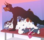 absurd_res anal anal_penetration anthro bambii_dog bench black_body black_fur blue_eyes blue_hair blue_nose blue_pawpads blue_penis blue_tongue bodily_fluids brown_body brown_fur canid canine canis clothing dalmatian dobermann domestic_dog drooling duo eyes_closed fur genitals hair head_grab hi_res jockstrap knot locker_room male male/male mammal manny_the_cowboy nax_nuhevan pawpads penetration penis piercing pinscher saliva spots tongue tongue_out underwear white_body white_fur