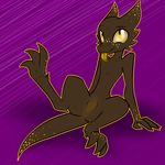  anus female kae_goldeneye kobold presenting pussy raised_leg scalie sketchy-replies smile tongue tongue_out yellow_tongue 