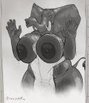 against_surface anthro bathing belly big_breasts big_ears breast_squish breasts dominant dominant_female duo elephant elephantid female female_on_human greyscale head_between_breasts hi_res huge_breasts human human_on_anthro interspecies jezzlen larger_anthro larger_female male male/female male_on_anthro mammal monochrome on_glass overweight overweight_anthro overweight_female pinned pinned_to_wall proboscidean proboscis_(anatomy) shower showering size_difference smaller_human smaller_male squish tail tail_tuft thick_thighs trunk_(anatomy) tuft tusks voluptuous_anthro voluptuous_female water wet
