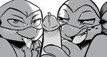  anthro cum duo humanoid_penis inkyfrog male male/male michelangelo_(tmnt) monochrome open_mouth penis raphael_(tmnt) reptile scalie teenage_mutant_ninja_turtles tongue tongue_out turtle 